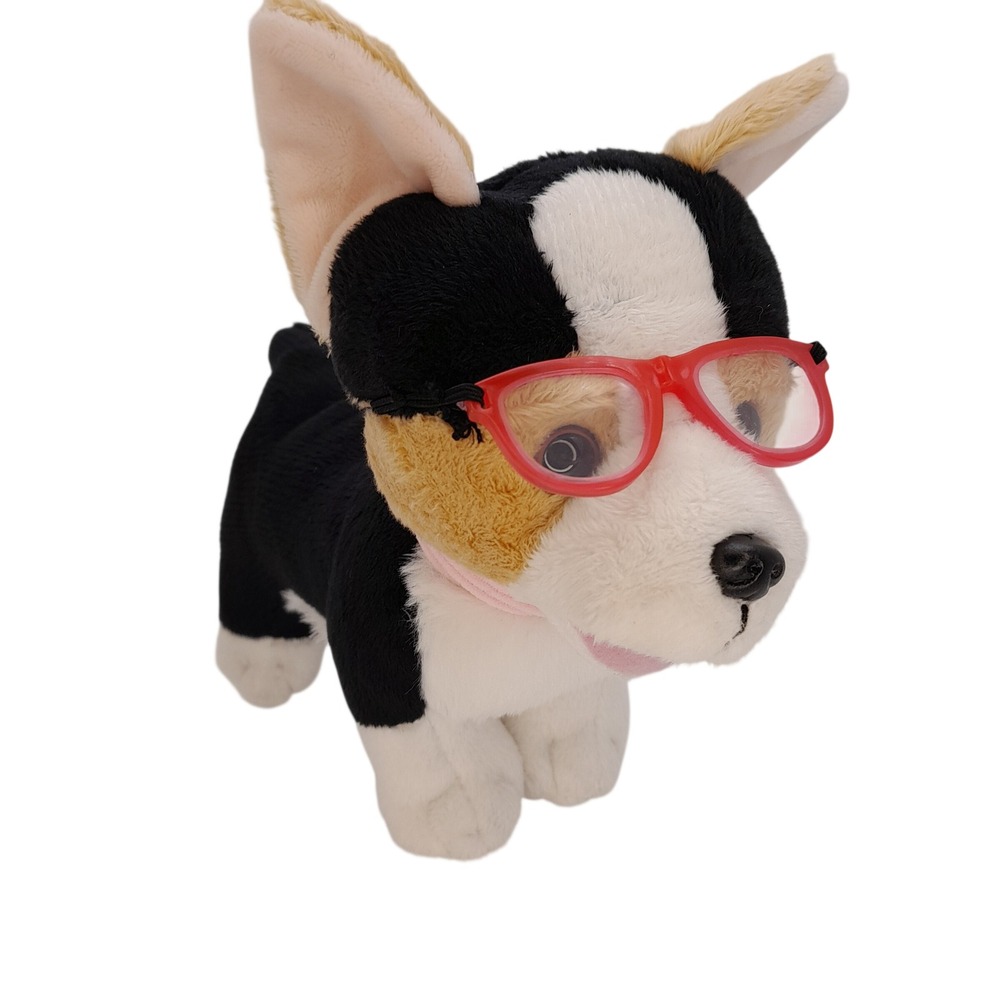 Our Generation Posable Corgi Dog Plush with Red Glasses for 18 inch Dolls